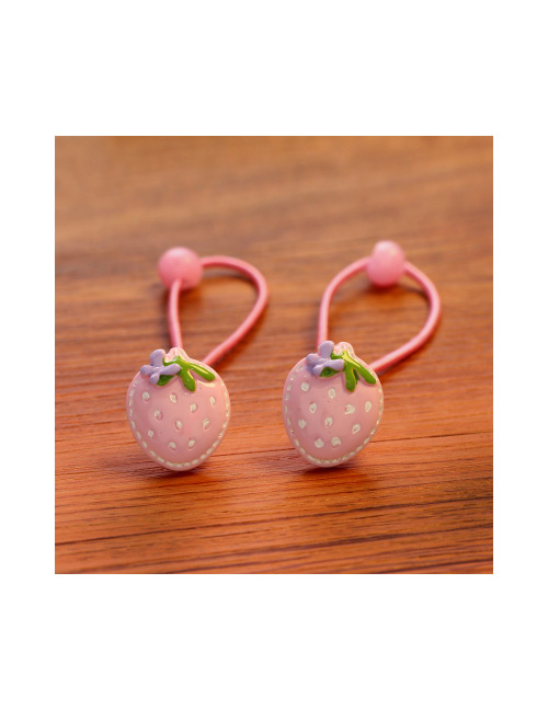 Fashion Pink Strawberry Decorated Pure Color Hair Band (2pc)
