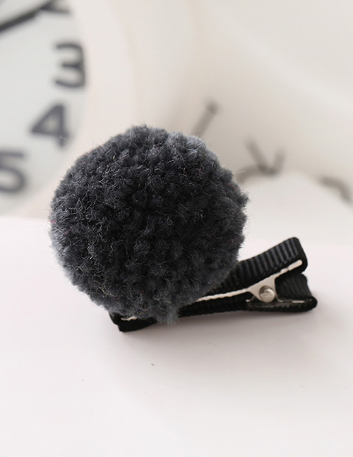Fashion Dark Gray Fuzzy Ball Decorated Pure Color Hairpin