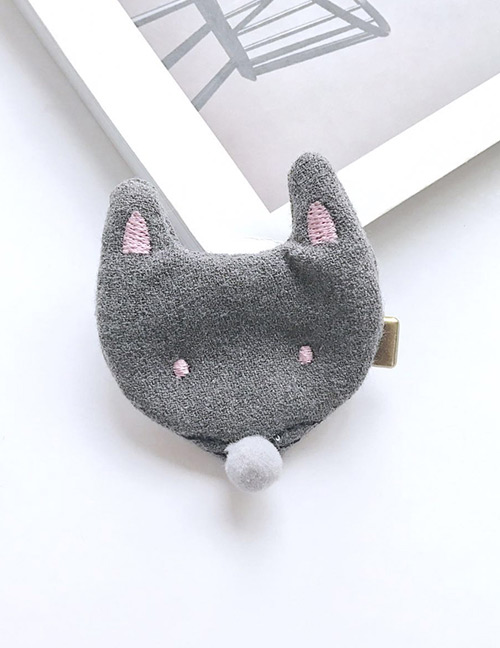 Fashion Gray Cartoon Fox Decorated Pure Color Hairpin