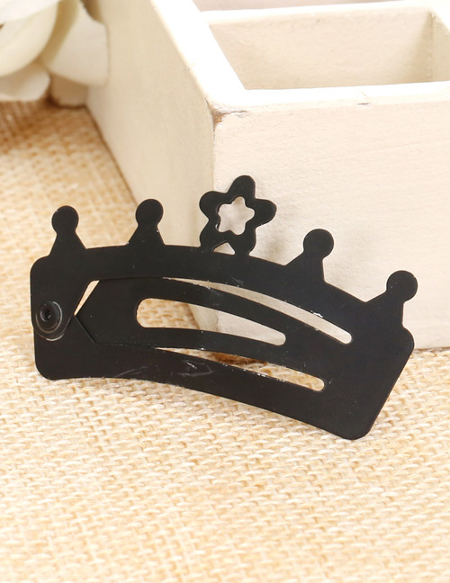 Lovely Black Crown Shape Decorated Pure Color Hairpin