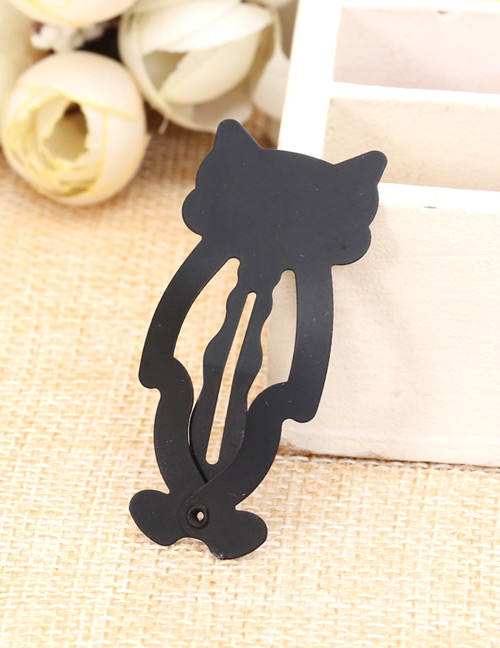 Lovely Black Cat Shape Decorated Pure Color Hairpin