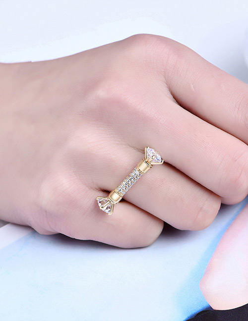 Fashion Gold Color Diamond Decorated Irregular Shape Ring