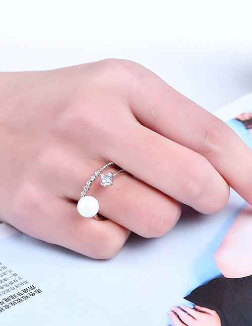 Fashion Silver Color Pure Color Decorated Double Layer Ring