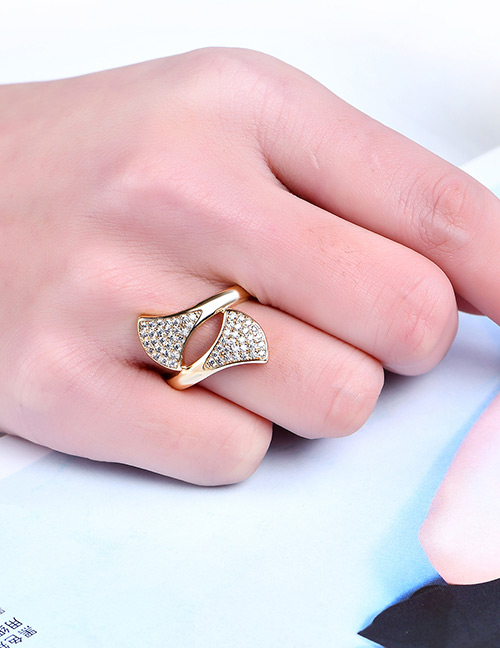 Fashion Gold Color Leaf Shape Decorated Pure Color Ring