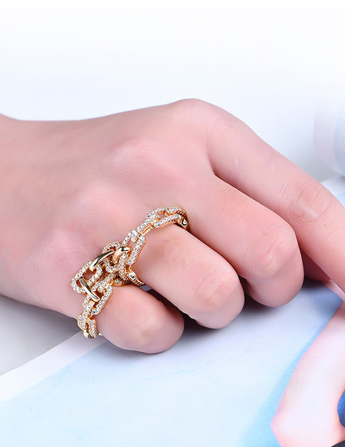 Fashion Gold Color Chains Decorated Pure Color Simple Ring