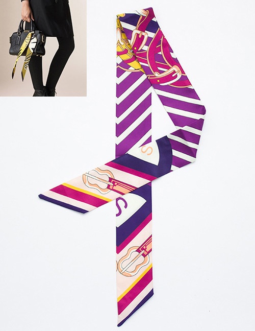 Fashion Purple Guitar Pattern Decorated Simple Scarf