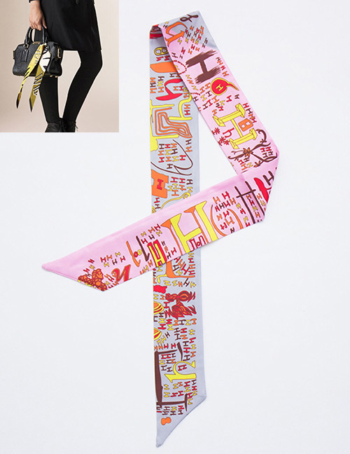 Fashion Pink+gray Cartoon Pattern Decorated Simple Scarf