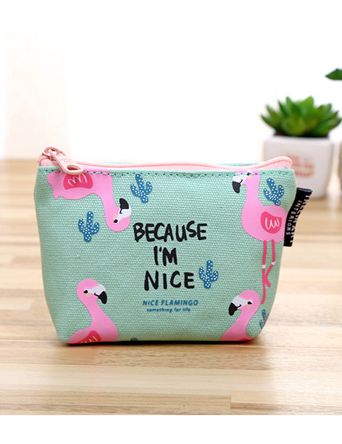 Fashion Multi-color Flamingo Pattern Decorated Color Matching Wallet