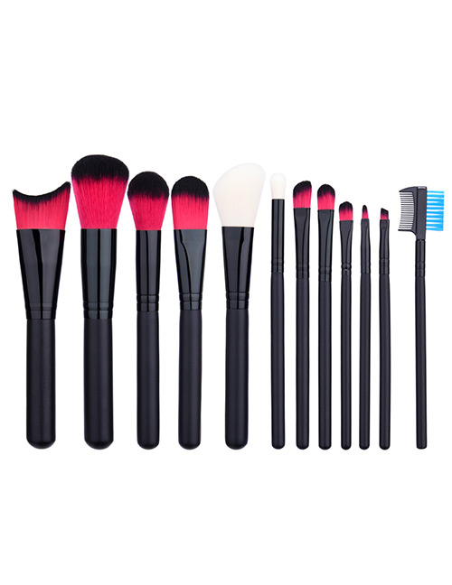 Fashion Black Geometry Shape Decorated Pure Color Simple Cosmetic Brush (12 pieces)