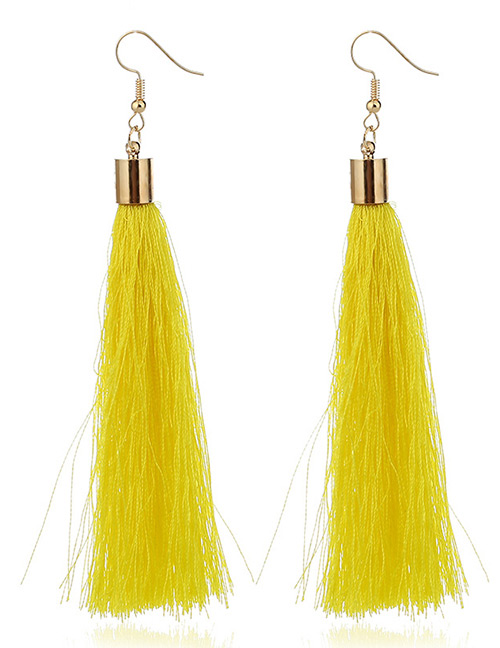 Elegant Yellow Tassel Deocrated Pure Color Simple Earrings