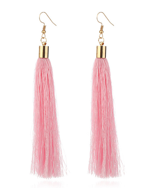 Elegant Pink Tassel Deocrated Pure Color Simple Earrings