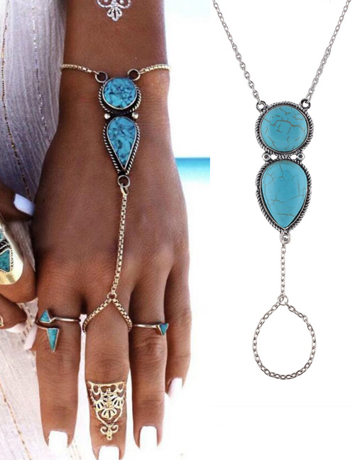 Fashion Blue Water Drop Shape Decorated Pure Color Bracelet