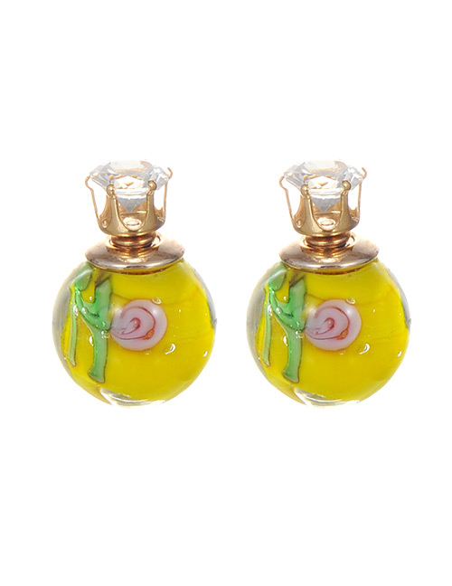Fashion Yellow Diamond Decorated Simple Round Earrings
