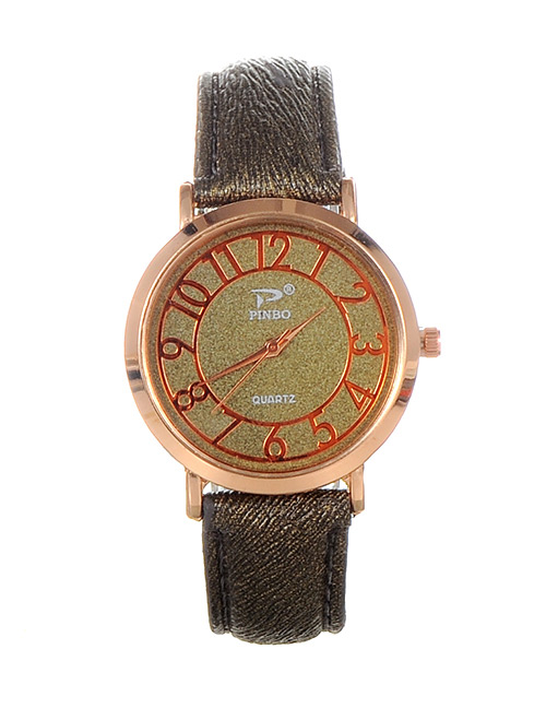 Trendy Green Dail Shape Decorated Pure Color Simple Watch