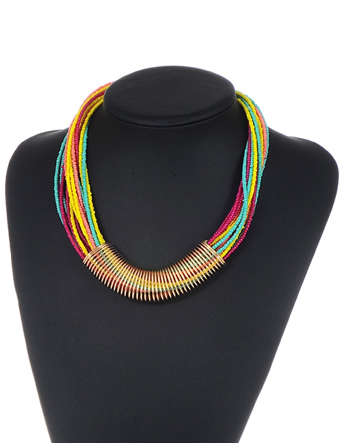 Fashion Multi-color Bead Decorated Multi-layer Color Matching Necklace