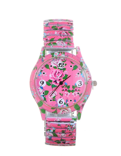 Lovely Pink Flower Shape Pattern Decorated Watch
