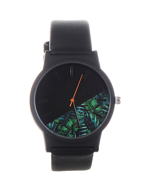 Fashion Green Leaf Shape Pettern Decorated Watch