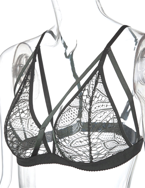 Sexy Gray Corss Decorated Perspective Lingerie