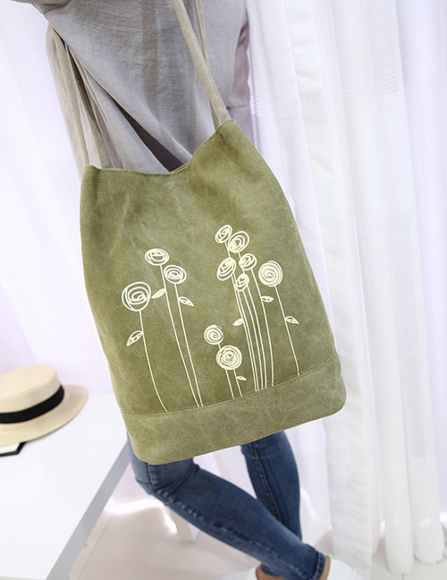 Fashion Black Flower Pattern Decorated Simple Shoulder Bag