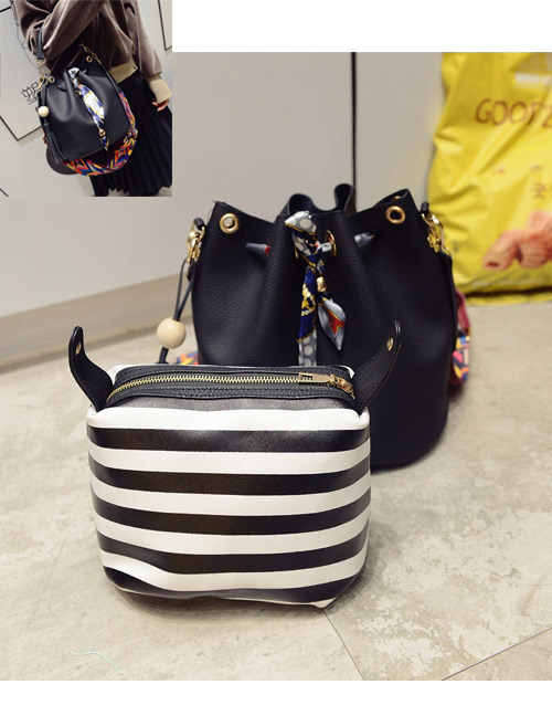 Fashion Black Tassel Decorated Simple Shoulder Bag(2pcs)