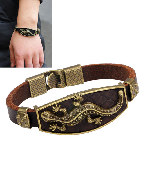 Fashion Brown Gecko Pattern Decorated Simple Bracelet