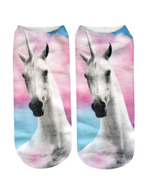Fashion Multi-color Printing Horse Pattern Decorated Color Matching Sock