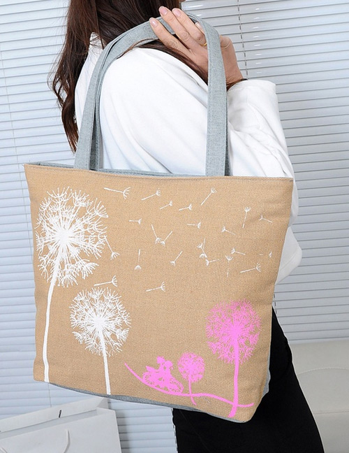 Fashion Beige Dandelion Pattern Decorated Shoulder Bag