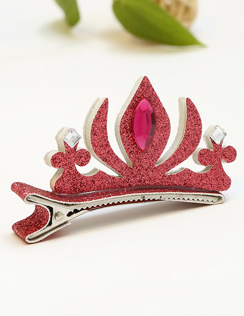 Lovely Watermelon Red Crown Shape Decorated Pure Color Hairpin