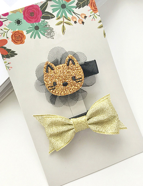 Lovely Gold Color Cat&bowknot Decorated Simple Hairpin