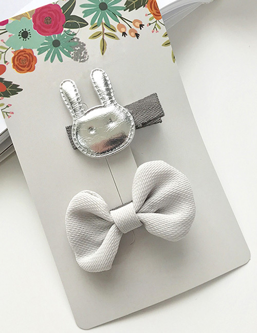 Lovely Gray Rabbit&bowknot Decorated Pure Color Hairpin