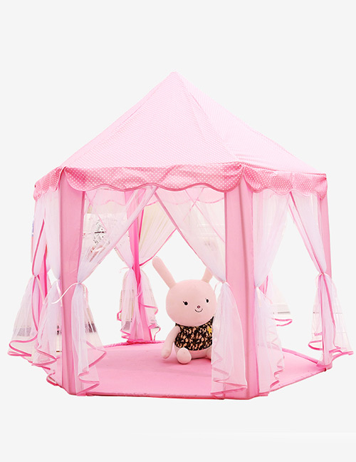 Lovely Pink Pure Color Decorated Hexagonal Shape Simple Tent