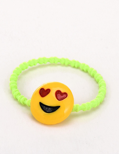 Lovely Yellow+light Green Smiling Face Decorated Color Matching Hair Band
