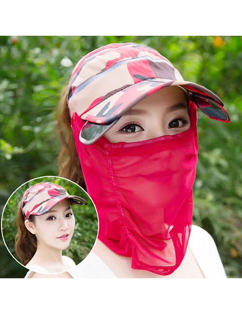 Trendy Red Color Matching Decorated Anti-ultraviolet Hat