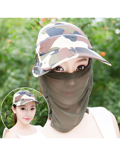 Trendy Green Color Matching Decorated Anti-ultraviolet Hat