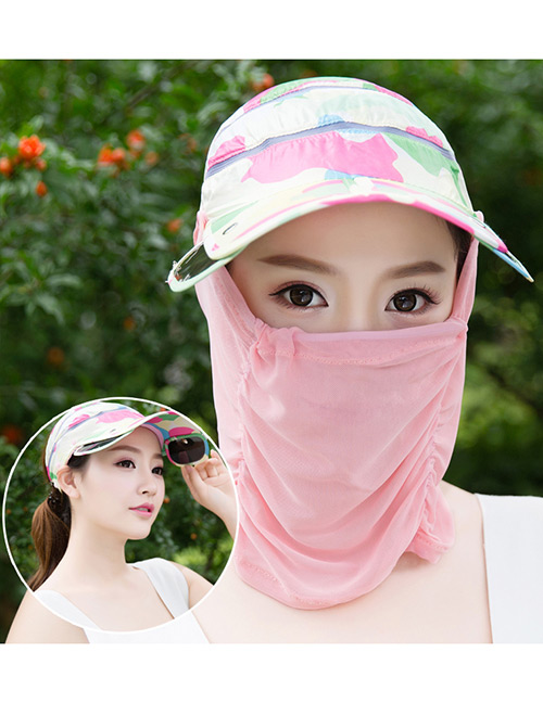 Trendy Pink Color Matching Decorated Anti-ultraviolet Hat