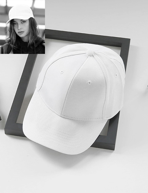 Fashion White Pure Color Decorated Simple Baseball Cap