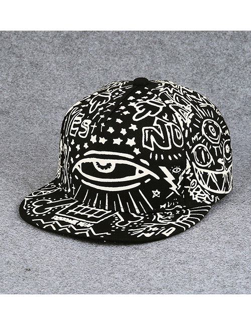 Fashion White +black Eyes Pattern Decorated Simple Hip-hop Cap