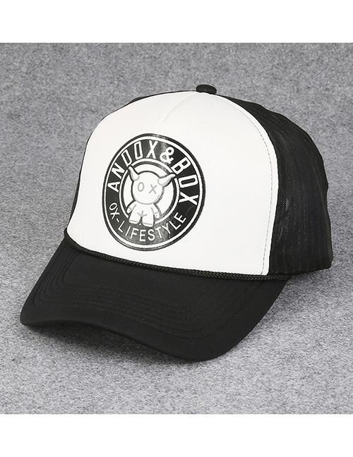 Fashion White +black Bear Pattern Decorated Simple Hip-hop Cap