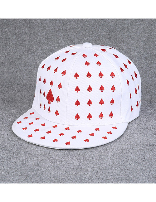 Fashion White+red Heart Shape Pattern Decorated Hip-hop Cap
