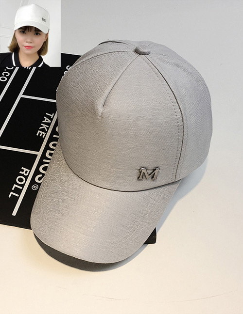 Fashion Gray Letter M Pattern Decorated Pure Color Cap