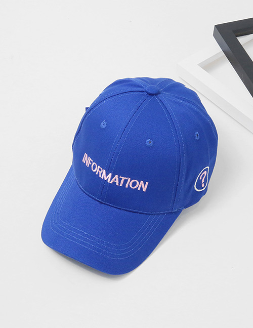 Fashion Blue Queation Mark Pattern Decorated Pure Color Cap