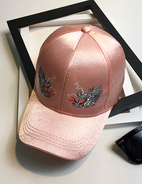 Fashion Pink Embroidery Dragon Pattern Decorated Baseball Cap