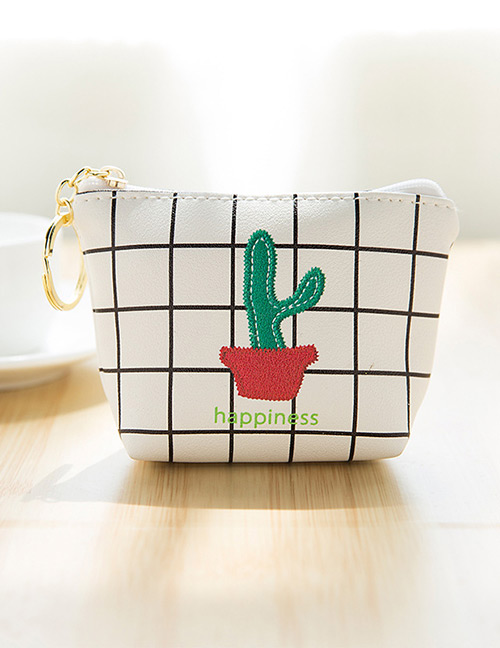 Lovely White Cactus Pattern Decorated Simple Wallet