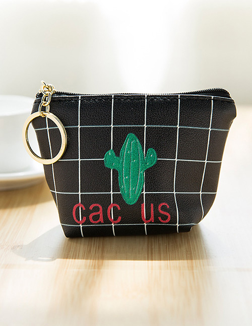 Lovely Black Cactus Pattern Decorated Simple Wallet