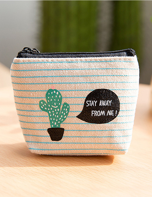 Lovely White Cactus Pattern Decorated Grid Design Wallet