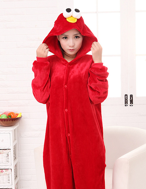 Fashion Red Eyes Shape Decorated Pure Color Nightgown