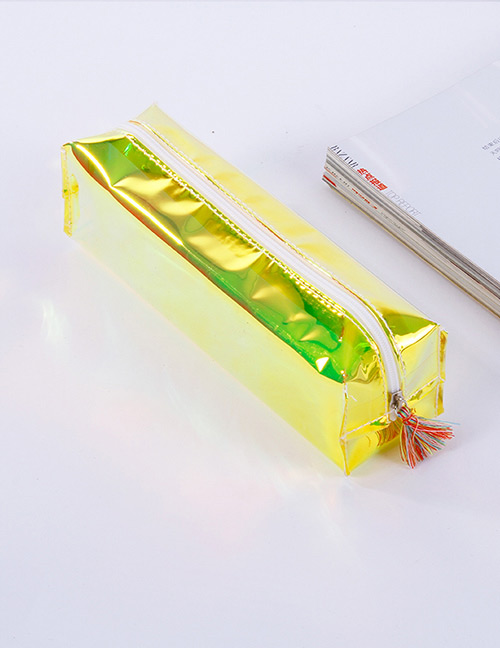 Elegant Yellow Tassel Decorated Pure Color Simple Pencil Case