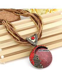 Handmade Watermelon Red Lost Love Alloy Beaded Necklaces