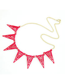 Unusual Plum Red Hollow Out Triangle Shape Alloy Bib Necklaces