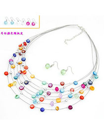 Acrylic Multicolour Shell Design Multilayer Alloy Jewelry Sets